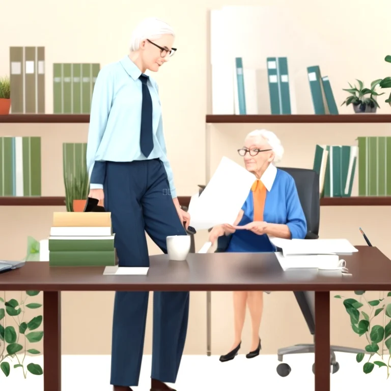 高齢者が法的文書の相談をしている様子