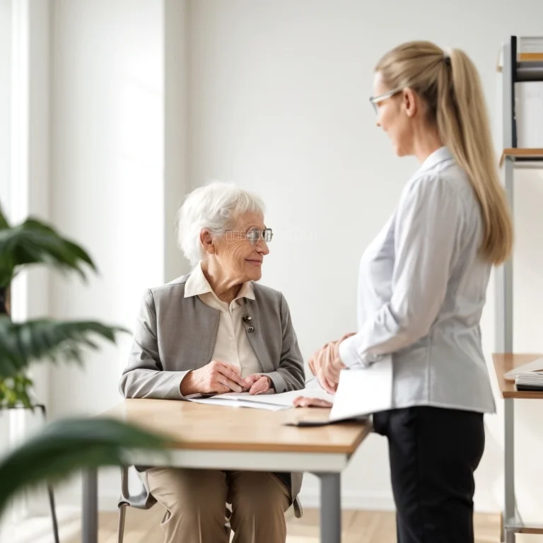 高齢者と専門スタッフの相談の様子