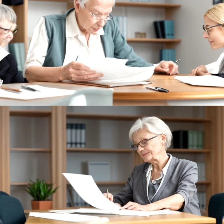 高齢者が安心して書類作成するイメージ